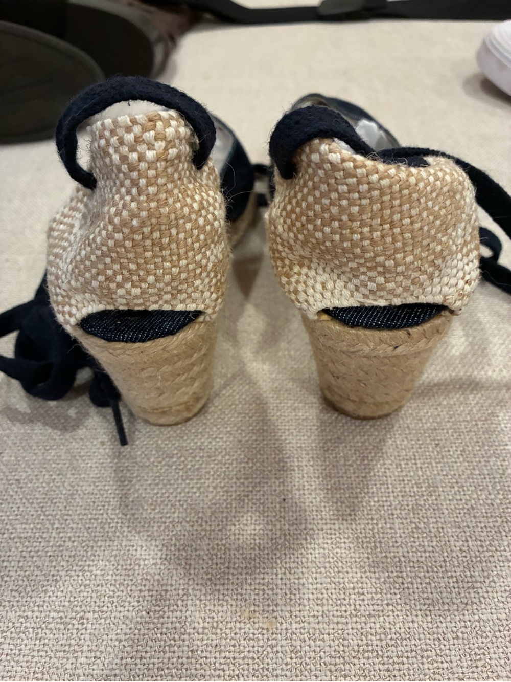 Sz 38 Castaner navy denim wedge sandals espadrilles - Picture 7 of 10